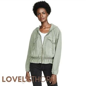 SPLENDID // ltd ed sage green linen blend full zip up hoodie jacket